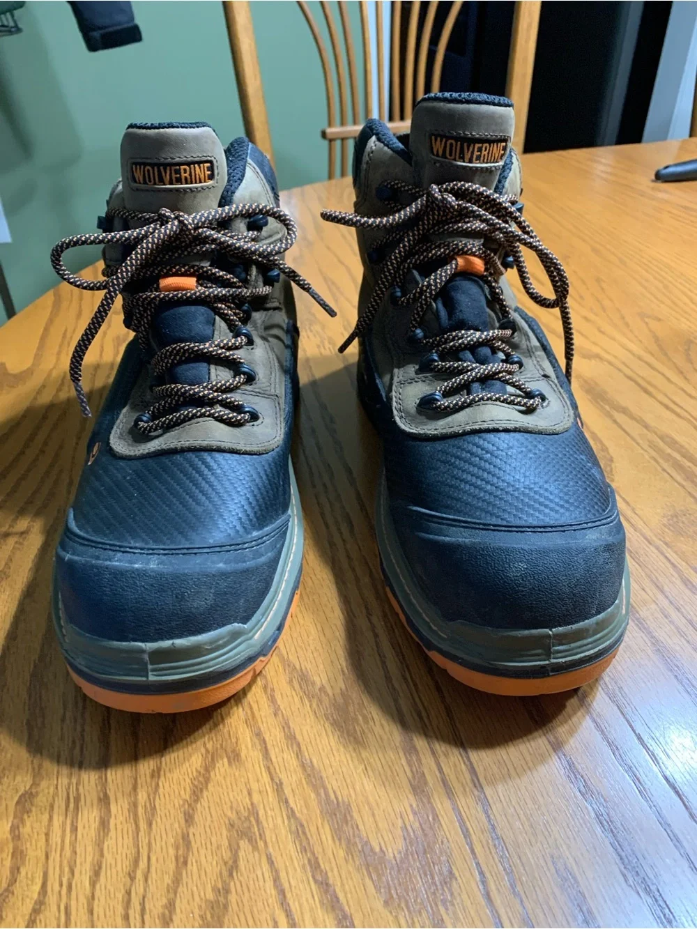 Men’s Wolverine Overpass composite toe safety boots in size 11.5W.